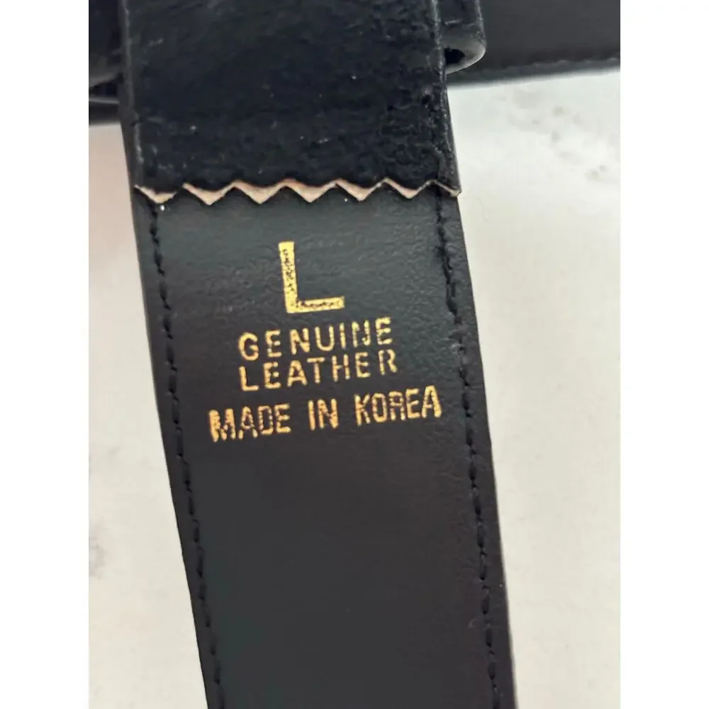 Express glam retro black belt w/ golden detail buckle sz L Whimsygoth rave